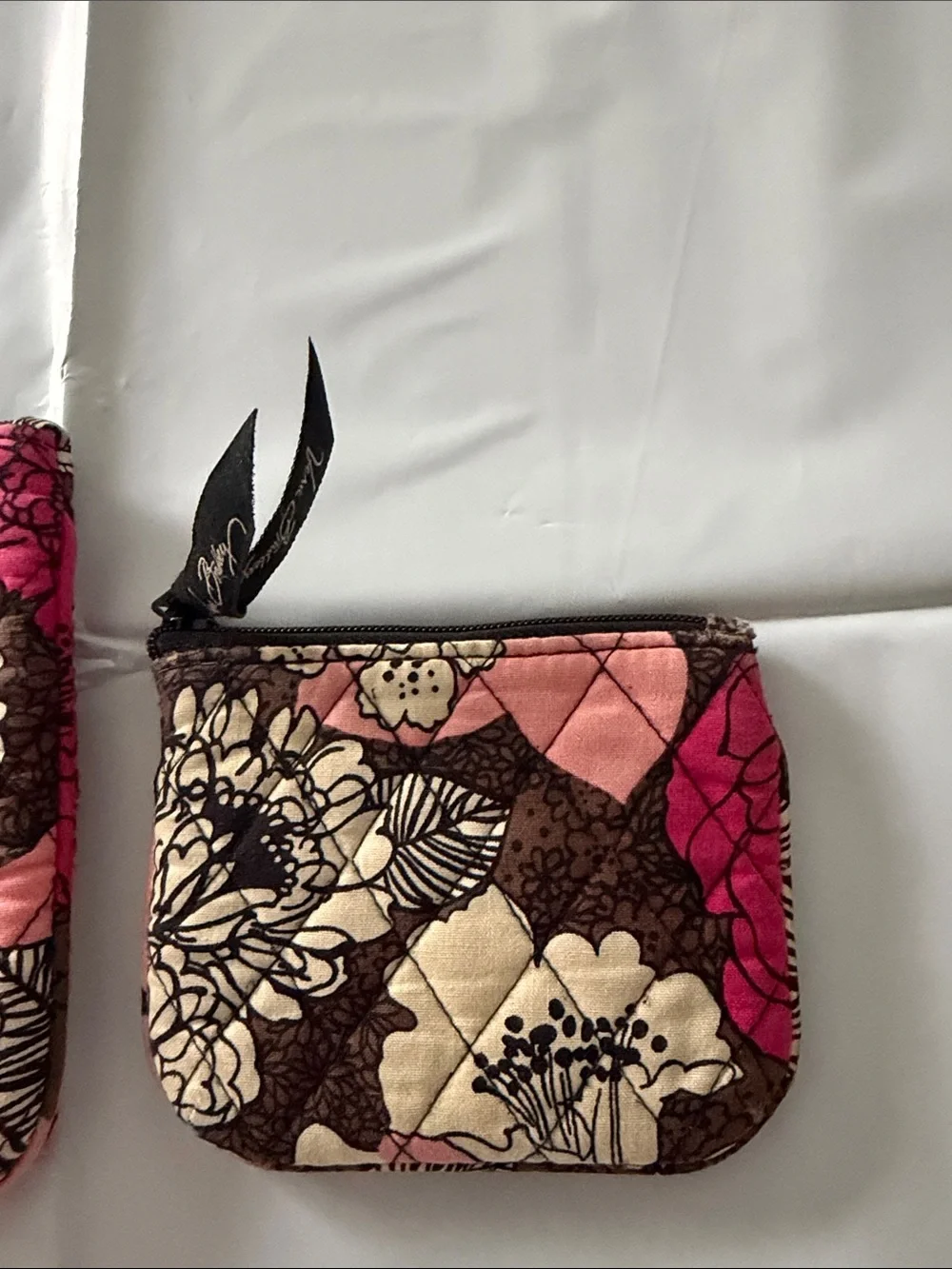 Vera Bradley Pink Floral Quilted Cosmetic Pouch Duo